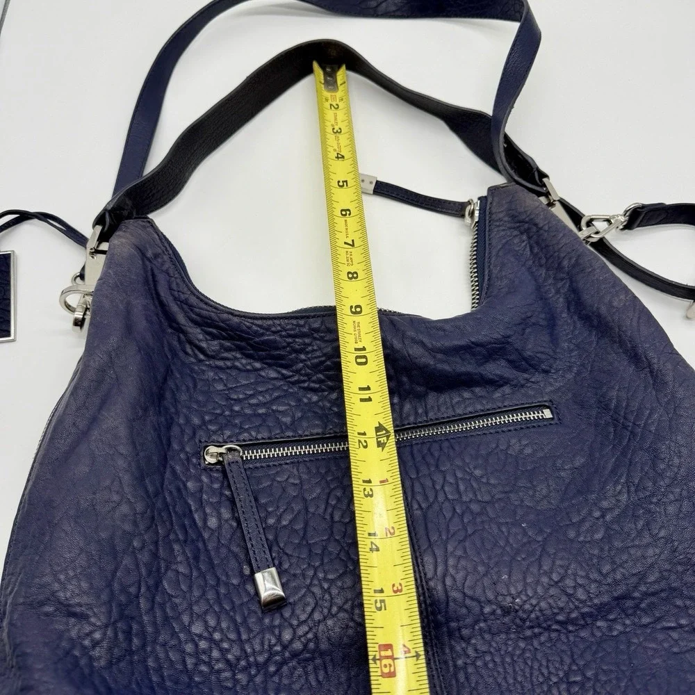 Vince Camuto Riley Hobo Bag Peacoat Blue Bubble Lamb Leather Shoulder Crossbody